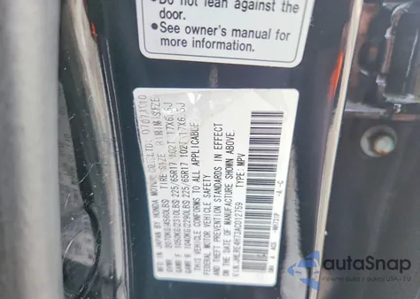 2010 Honda Cr-V Exl z USA, uszkodzony, nr VIN JHLRE4H73AC012759